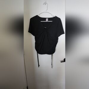 No Boundaries Black Ruched Short Sleeve Top
